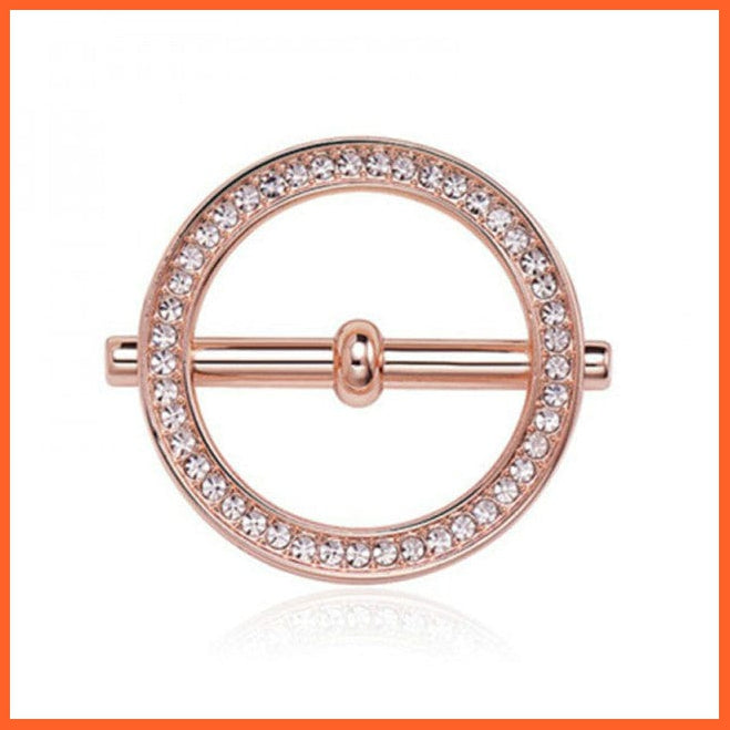 whatagift.com.au Brooches Rose gold / China Fashion Hollow Circle Crystal Rhinestone Brooch Shawl Scarves Clip