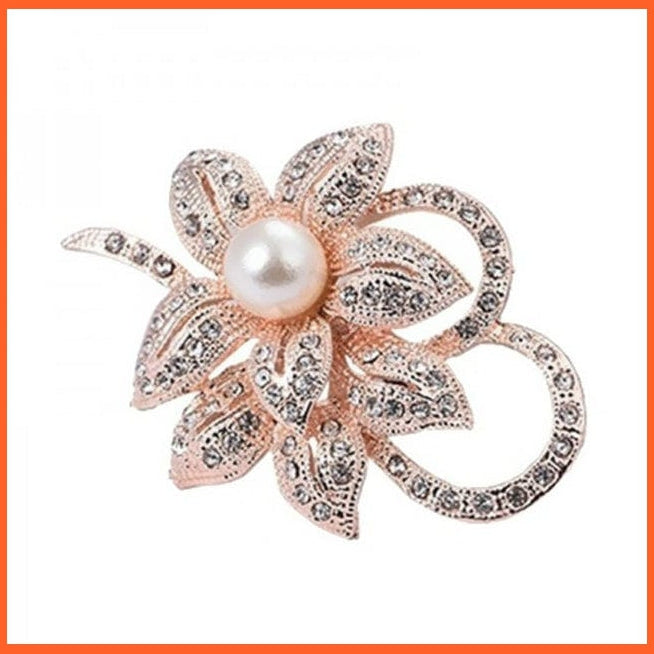whatagift.com.au Brooches Rose gold flower / China Fashion Crystal Elegant Lapel Pin Rhinestone Brooches Corsage Jewellery