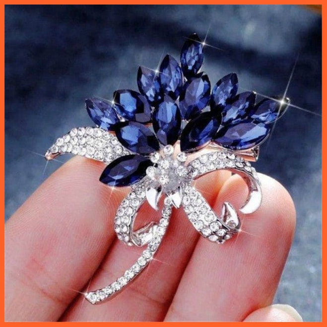 whatagift.com.au Brooches Royal Blue / China Fashion Crystal Elegant Lapel Pin Rhinestone Brooches Corsage Jewellery