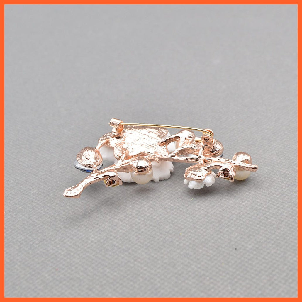 whatagift.com.au Brooches Shell Pearl Flower Brooches | Elegant Fashion Pin Red Crystal Enamel Lapel Pin