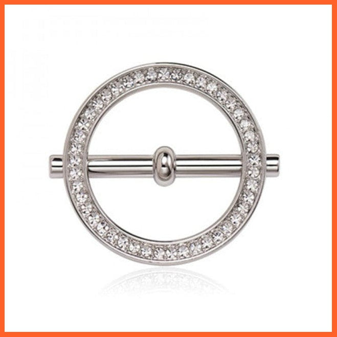 whatagift.com.au Brooches Silver 2 / China Fashion Hollow Circle Crystal Rhinestone Brooch Shawl Scarves Clip