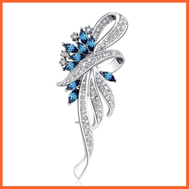 whatagift.com.au Brooches Silver Blue / China Fashion Crystal Elegant Lapel Pin Rhinestone Brooches Corsage Jewellery
