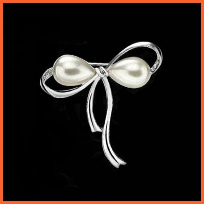 whatagift.com.au Brooches Silver Bow / China Fashion Crystal Elegant Lapel Pin Rhinestone Brooches Corsage Jewellery