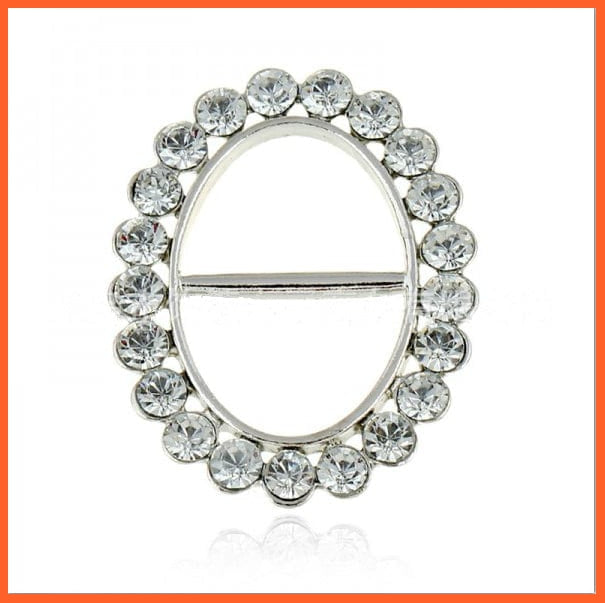 whatagift.com.au Brooches Silver CZ / China Fashion Hollow Circle Crystal Rhinestone Brooch Shawl Scarves Clip