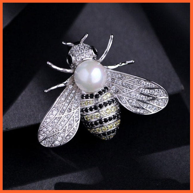 whatagift.com.au Brooches Silver Delicate Little Bee Crystal Rhinestone Pin Brooch Jewellery Gifts