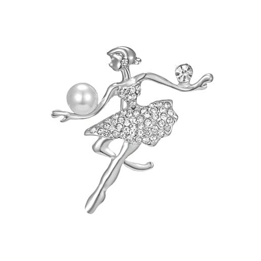 whatagift.com.au Brooches Silver Gymnastics Girl Flower Dancer Crystal Brooches | Cute Pin Corsage Jewellery