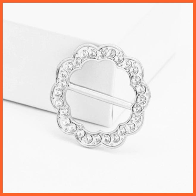 whatagift.com.au Brooches Silver lace / China Fashion Hollow Circle Crystal Rhinestone Brooch Shawl Scarves Clip