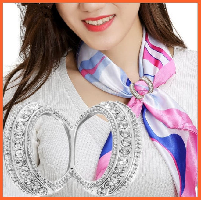 whatagift.com.au Brooches Silver Q / China Fashion Hollow Circle Crystal Rhinestone Brooch Shawl Scarves Clip