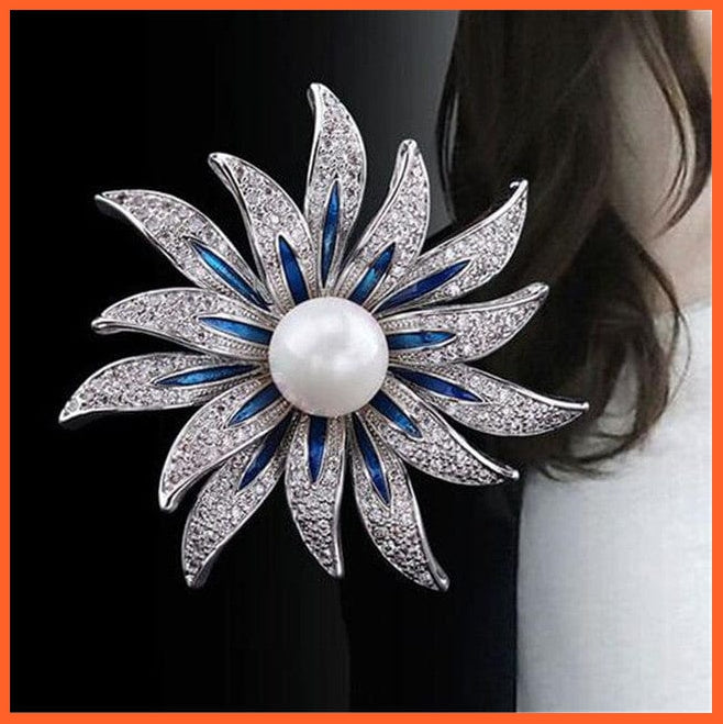 whatagift.com.au Brooches Silver-Sunflower / China Fashion Crystal Elegant Lapel Pin Rhinestone Brooches Corsage Jewellery