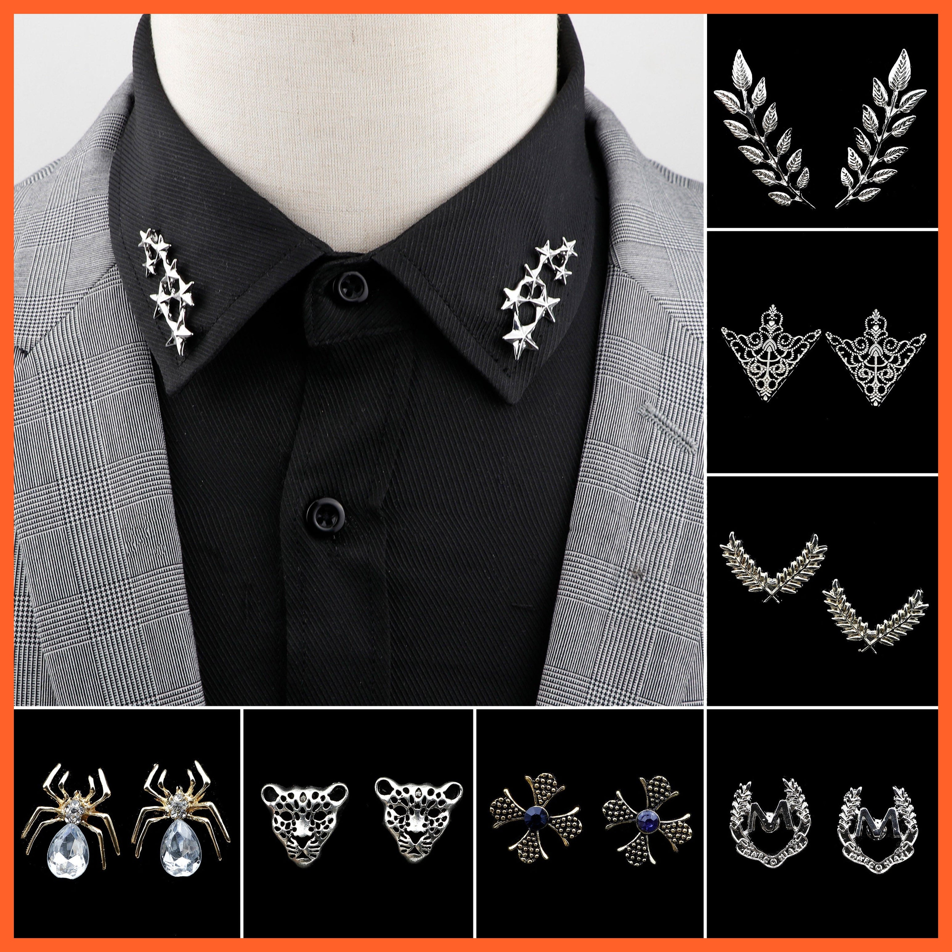 whatagift.com.au Brooches Vintage Tree Leaf Collar Brooch Pins | Hollowed Out Crown Shirts Suit Jewellery