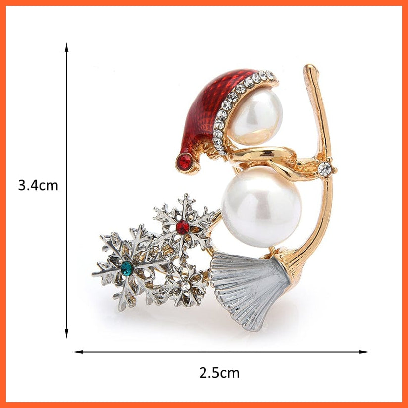 whatagift.com.au Brooches Witch On a Sweep Pearl Christmas Snowman Rhinestone Snowflake Brooch Pins