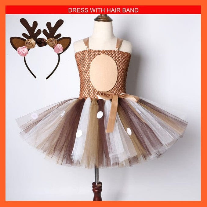 whatagift.com.au Brown Dress Hairband / 2T Deer Headband Girl Tutu Dress Christmas\Halloween