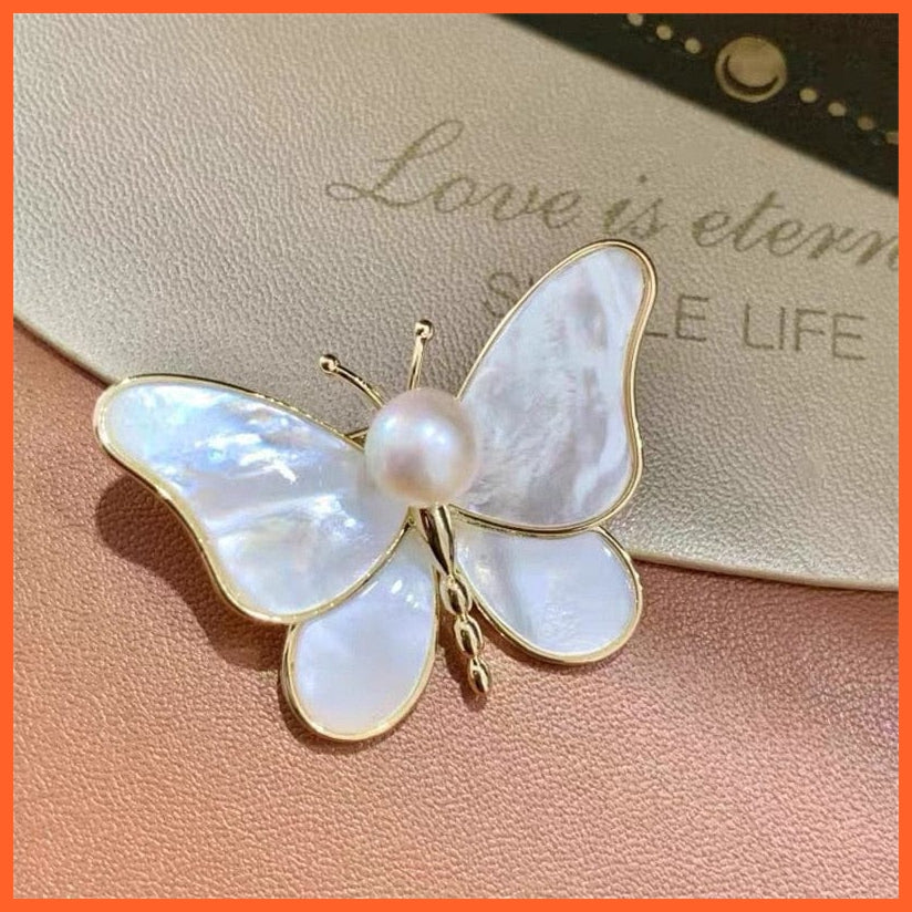 whatagift.com.au Butterfly Brooches For Women | Charm Pearl Gold Color Brooch Pins