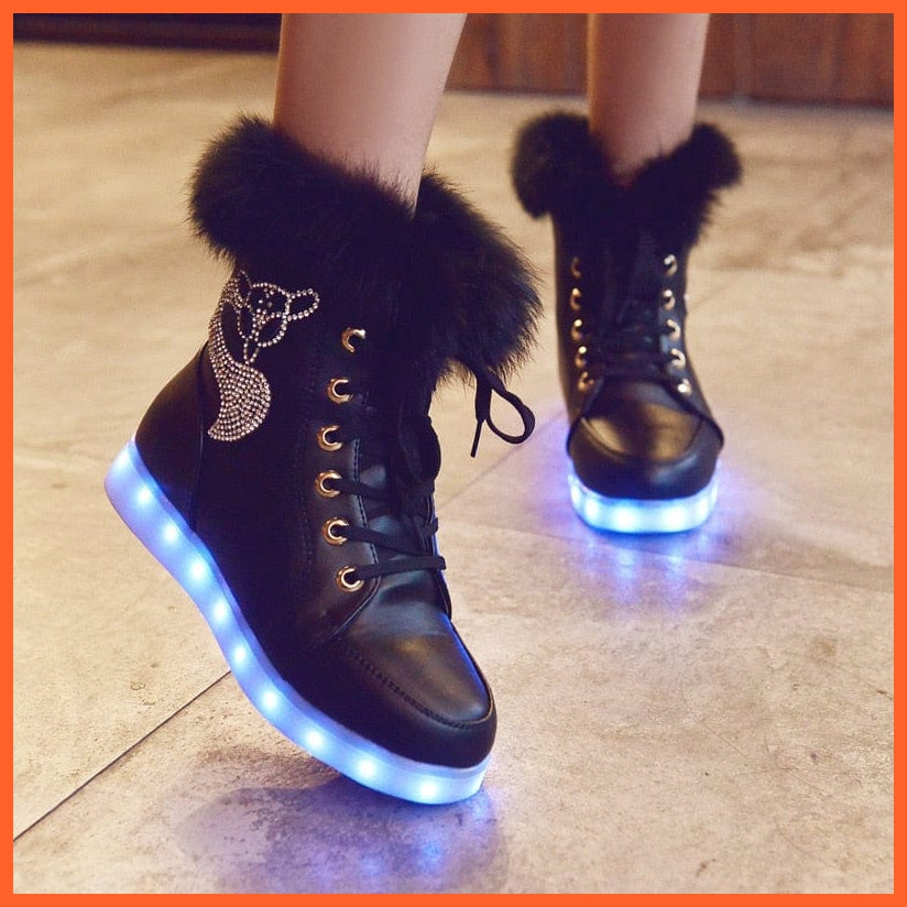 whatagift.com.au C / 26 Led Shoes Pink And White Light Up Snow Boots | Led Light Shoes For Women | Boots For Winter