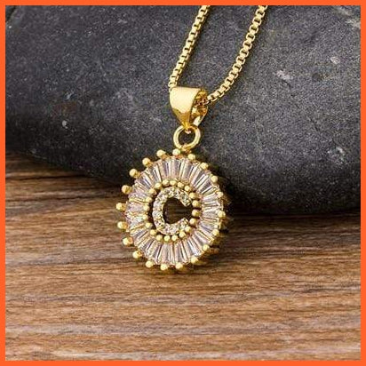 Girls Initial Letter Necklace | Nitial Letter Necklace 26 Letters Charm Gold Name Necklace Pendant Top Quality Copper Zircon Jewellery | whatagift.com.au.