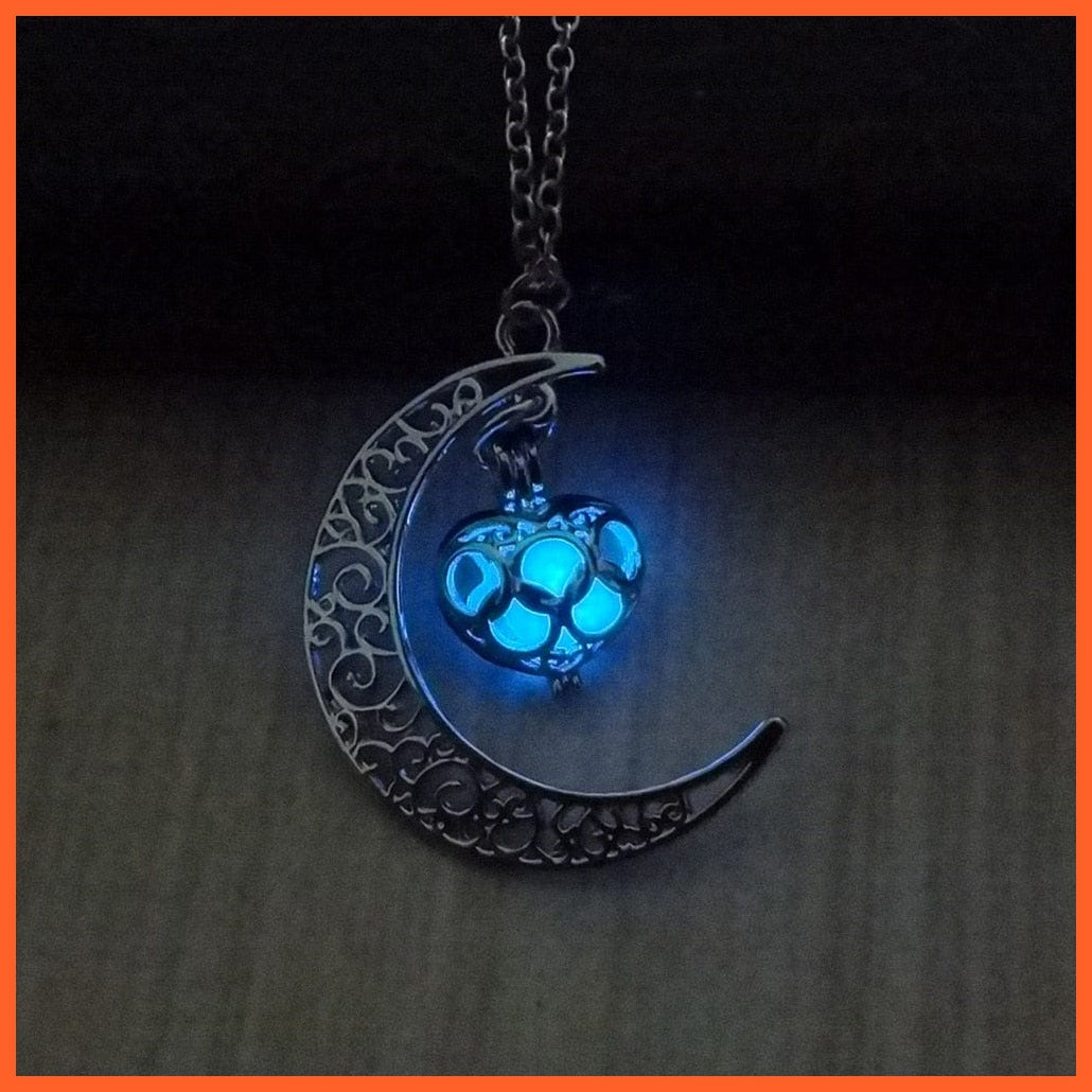 whatagift.com.au C Moon Glowing Necklace | Glow in the Dark Halloween Pendant