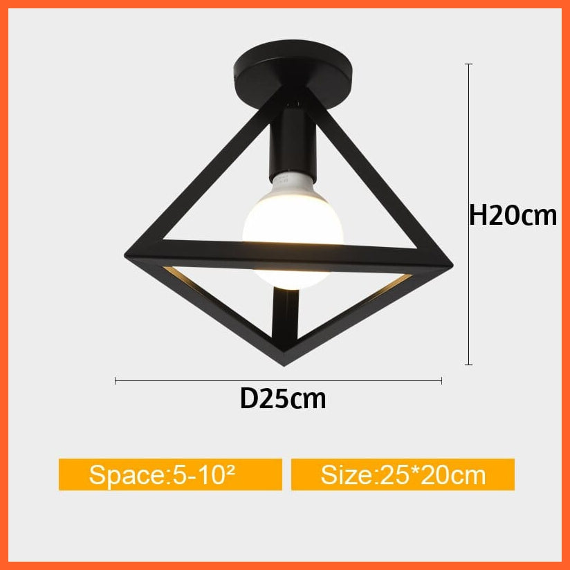 whatagift.com.au C Not Cover Bulb Iron Cage Metal Ceiling Lamp for Home Interior | Home Decor Lights