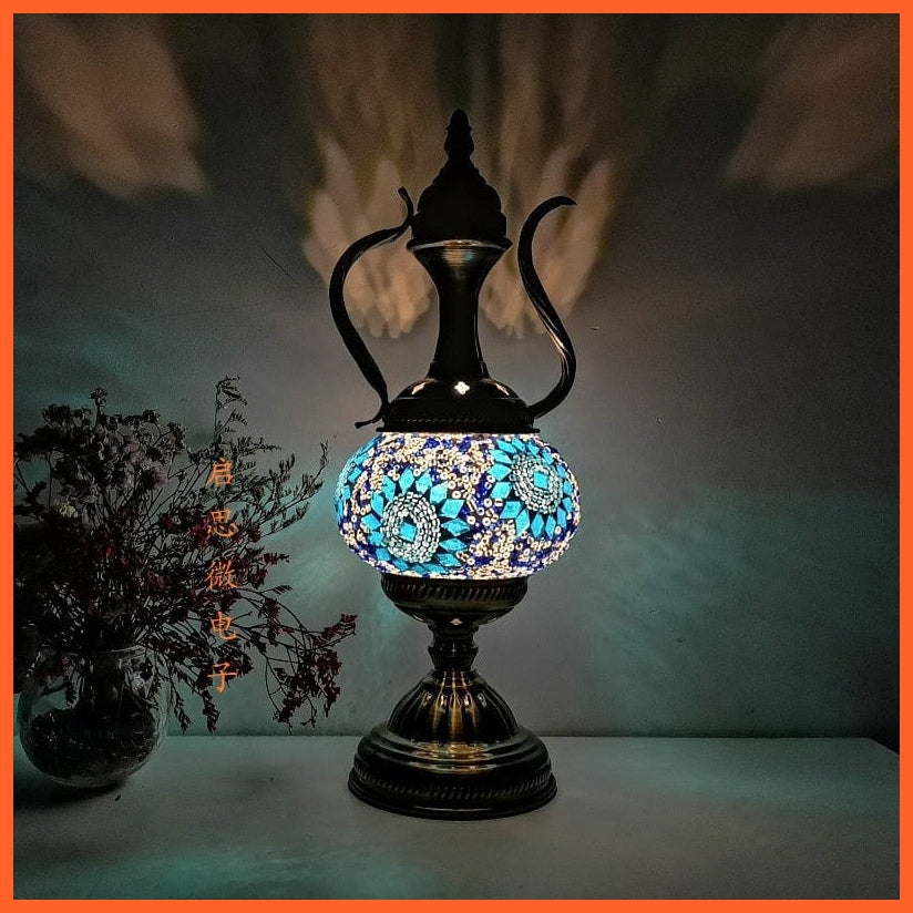 whatagift.com.au C3B / EU plug Mediterranean style Turkish Mosaic Table Lamp | Handcrafted Mosaic Glass Romantic Bed light