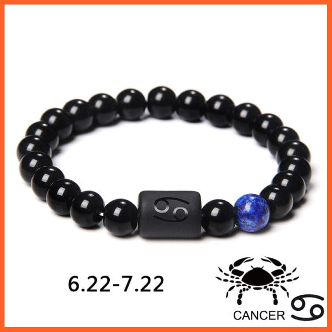 whatagift.com.au Cancer / 17CM 12 Constellation Zodiac Signs Beads Couples Black Onyx Bracelet