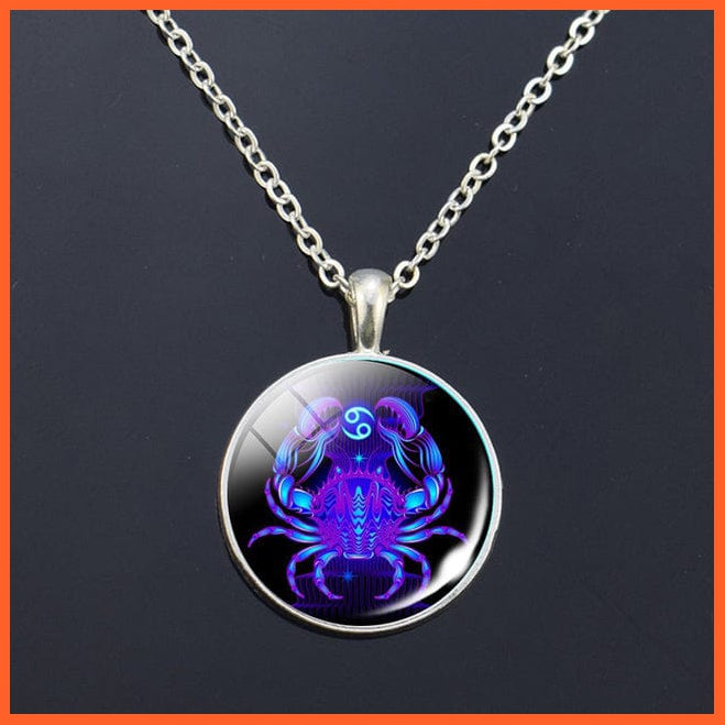 whatagift.com.au Cancer 2 Zodiac Signs Glass Dome Constellations Necklace Pendant