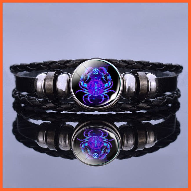 whatagift.com.au Cancer / Clear 12 Zodiac Signs Constellation Charm Unisex Bracelet