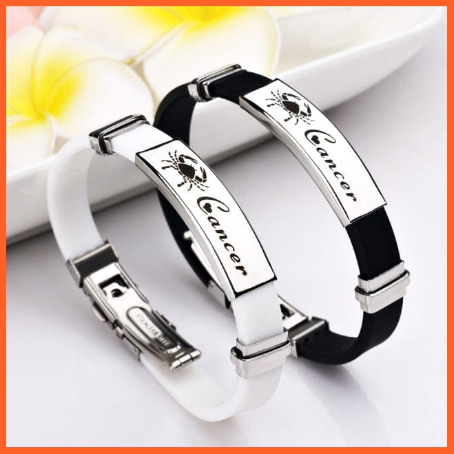 whatagift.com.au Cancer / white Women 12 Zodiac Signs Stainless Steel Bracelets