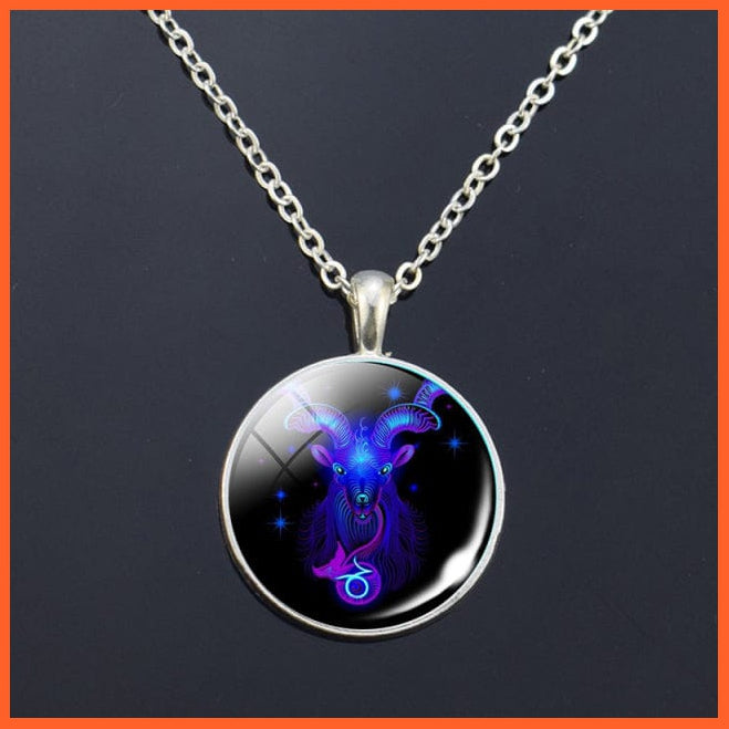 whatagift.com.au Capricorn 2 Zodiac Signs Glass Dome Constellations Necklace Pendant