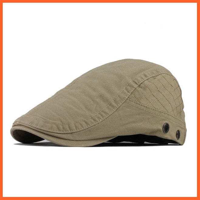 Cotton Berets Caps For Men | Grid Embroidery Casquette Cap For Autumn | whatagift.com.au.