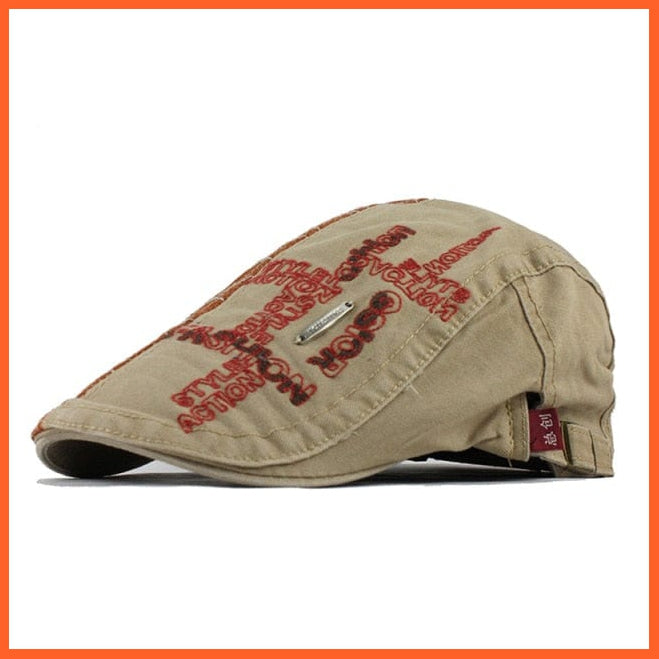 Cotton Berets Caps For Men | Grid Embroidery Casquette Cap For Summer | whatagift.com.au.
