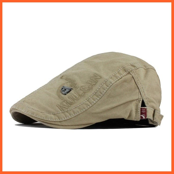 Cotton Berets Caps For Men | Grid Embroidery Casquette Cap For Autumn | whatagift.com.au.