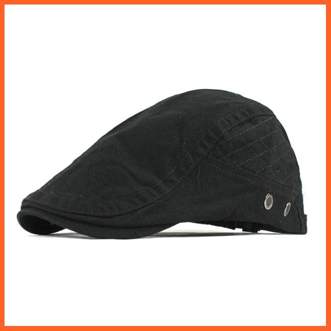 Cotton Berets Caps For Men | Grid Embroidery Casquette Cap For Autumn | whatagift.com.au.