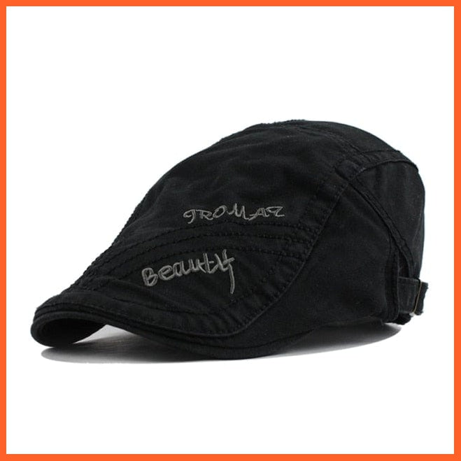 Cotton Berets Caps For Men | Grid Embroidery Casquette Cap For Autumn | whatagift.com.au.