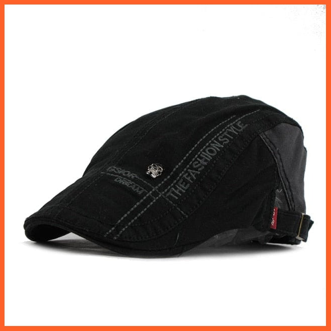 Cotton Berets Caps For Men | Grid Embroidery Casquette Cap For Autumn | whatagift.com.au.