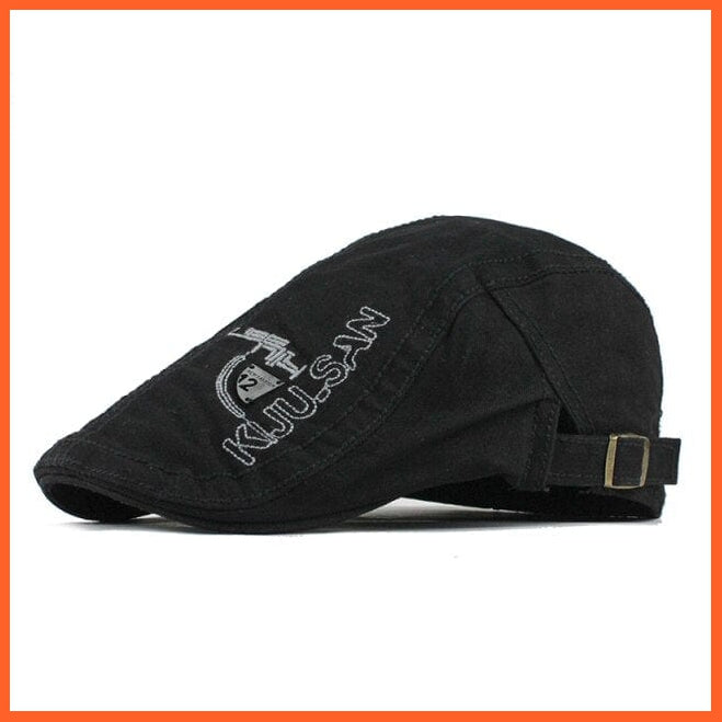 Cotton Berets Caps For Men | Grid Embroidery Casquette Cap For Autumn | whatagift.com.au.