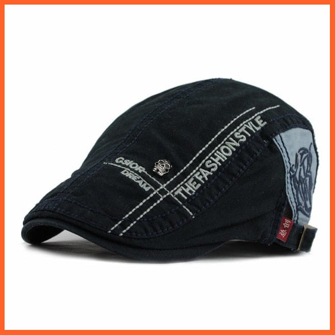 Cotton Berets Caps For Men | Grid Embroidery Casquette Cap For Autumn | whatagift.com.au.