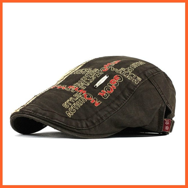 Cotton Berets Caps For Men | Grid Embroidery Casquette Cap For Summer | whatagift.com.au.