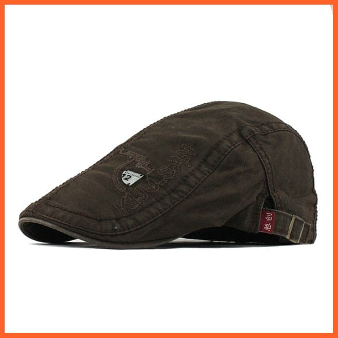Cotton Berets Caps For Men | Grid Embroidery Casquette Cap For Autumn | whatagift.com.au.