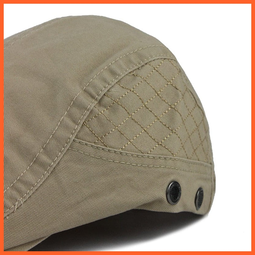 Cotton Berets Caps For Men | Grid Embroidery Casquette Cap For Autumn | whatagift.com.au.