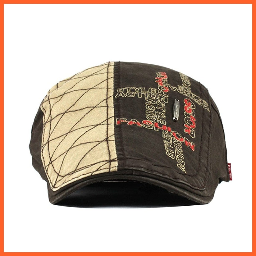 Cotton Berets Caps For Men | Grid Embroidery Casquette Cap For Summer | whatagift.com.au.