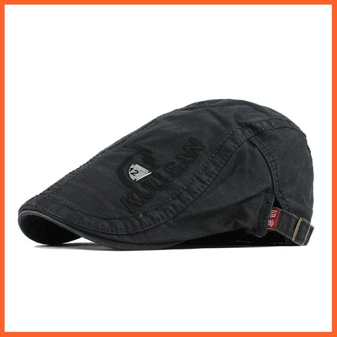 Cotton Berets Caps For Men | Grid Embroidery Casquette Cap For Autumn | whatagift.com.au.