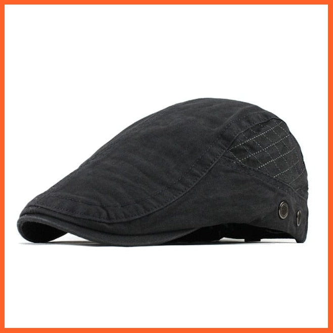 Cotton Berets Caps For Men | Grid Embroidery Casquette Cap For Autumn | whatagift.com.au.