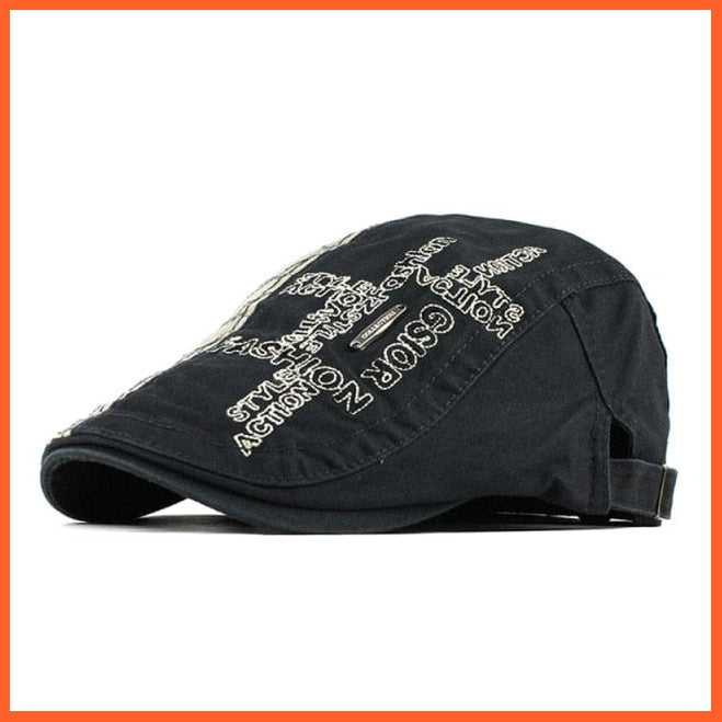 Cotton Berets Caps For Men | Grid Embroidery Casquette Cap For Summer | whatagift.com.au.