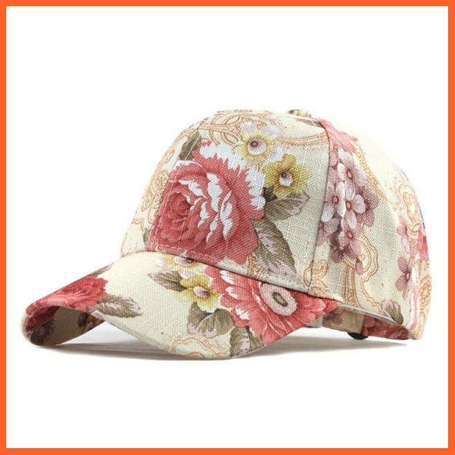 Flowers Print Cotton Baseball Cap | Snapback Adjustable Hats For Summer | whatagift.com.au.