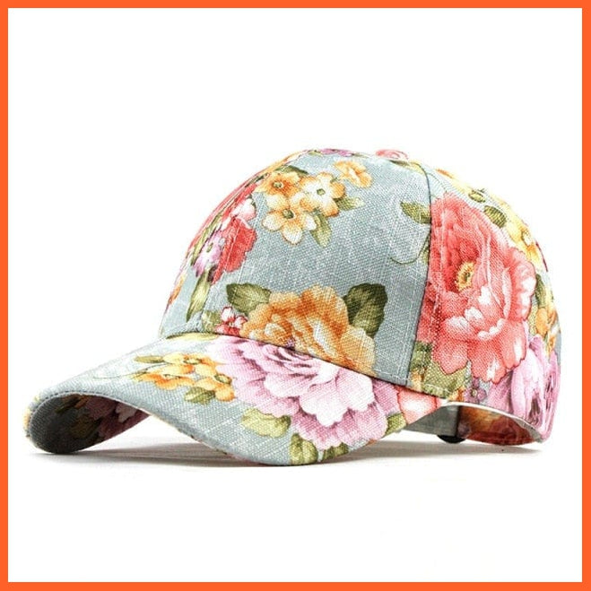 Flowers Print Cotton Baseball Cap | Snapback Adjustable Hats For Summer | whatagift.com.au.