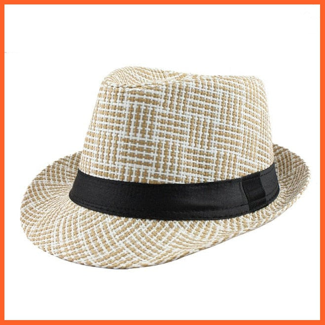 Trendy Unisex Side Fedora Trilby Gangster Cap | Summer Beach Sun Straw Panama Hat | whatagift.com.au.