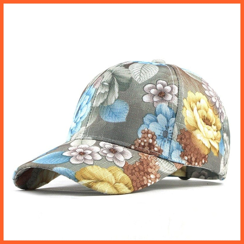 Flowers Print Cotton Baseball Cap | Snapback Adjustable Hats For Summer | whatagift.com.au.