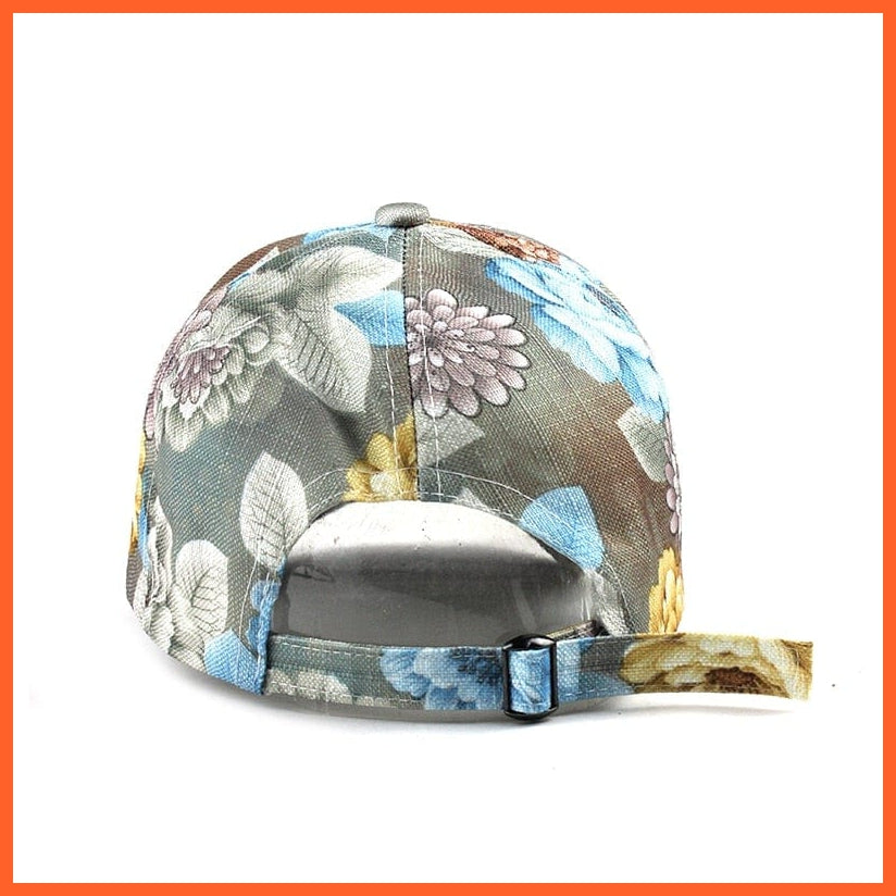 Flowers Print Cotton Baseball Cap | Snapback Adjustable Hats For Summer | whatagift.com.au.