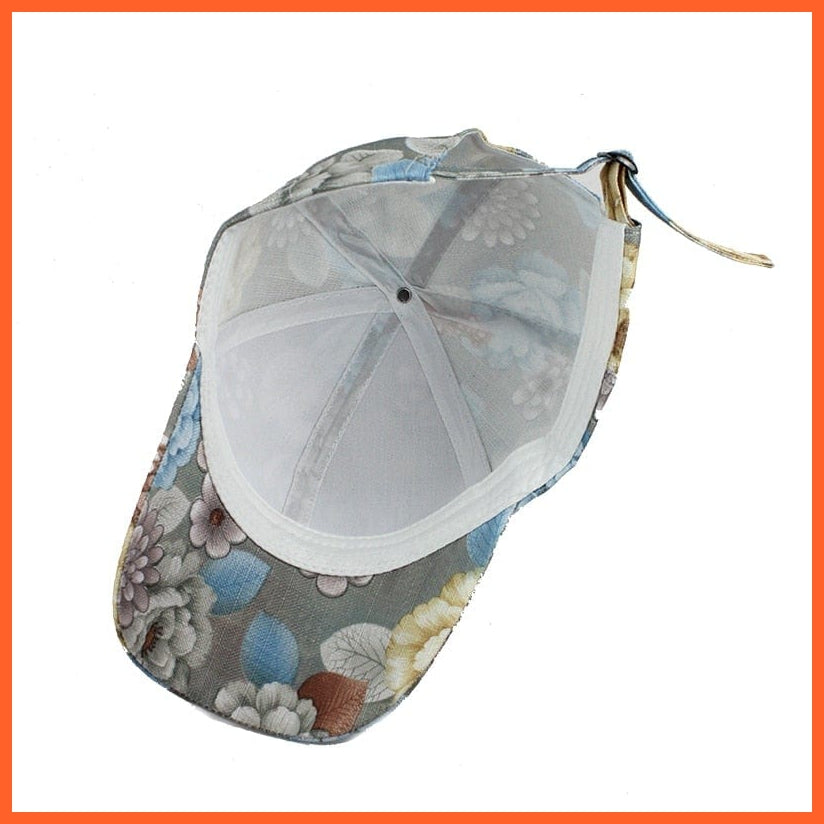 Flowers Print Cotton Baseball Cap | Snapback Adjustable Hats For Summer | whatagift.com.au.