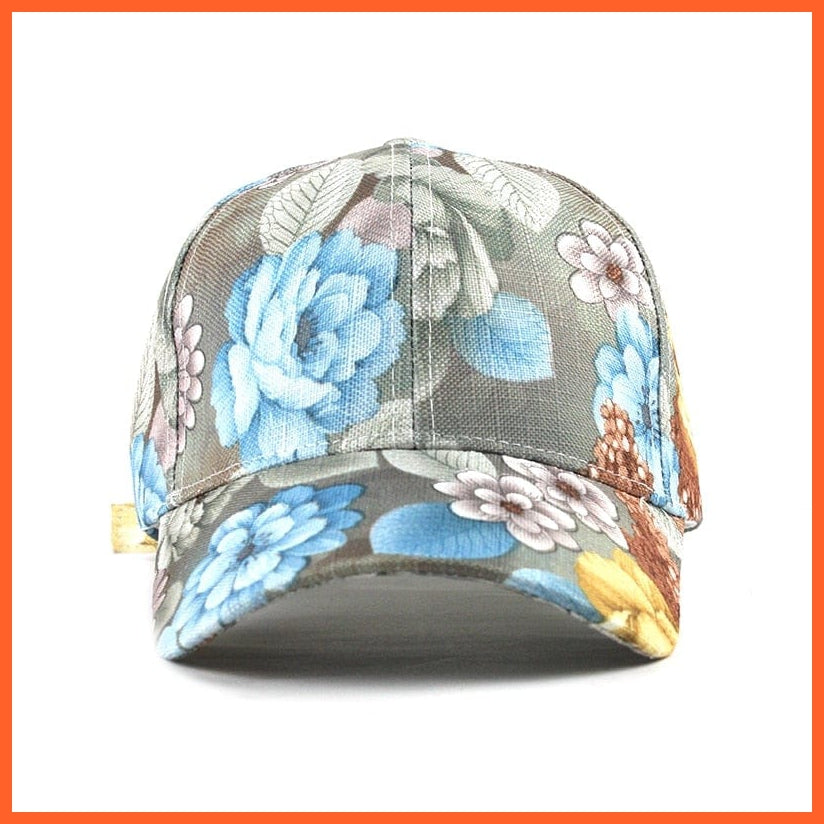 Flowers Print Cotton Baseball Cap | Snapback Adjustable Hats For Summer | whatagift.com.au.