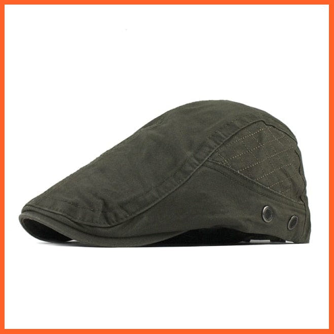 Cotton Berets Caps For Men | Grid Embroidery Casquette Cap For Autumn | whatagift.com.au.